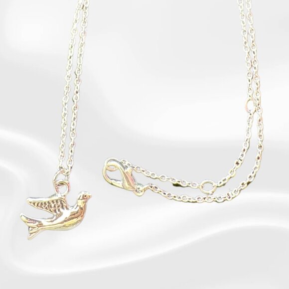 Jewelry - Silver Tone Dove Pendant Necklace | Symbol of Peace | Dainty Chain Jewelry